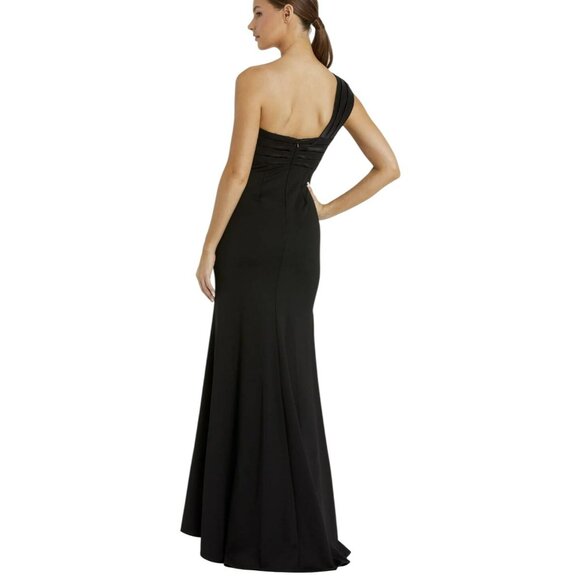 Mac Duggal Black One Shoulder Bow Drape Formal Evening Gown Dress Sz 8 NEW - Picture 3 of 7